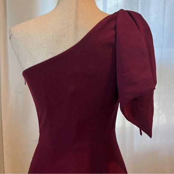 Dress the Population One-Shoulder Wine Sheath Dress XS NWT - Picture 7 of 12